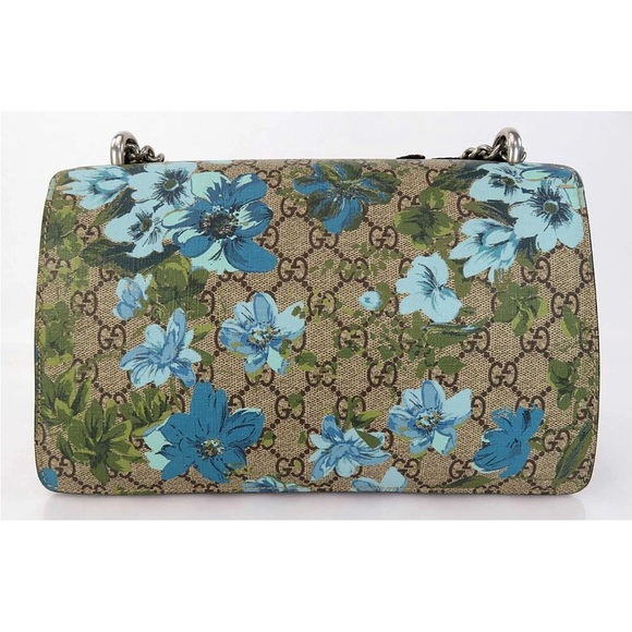 Gucci Beige and Blue Floral Shoulder Bag - Picture 2 of 16